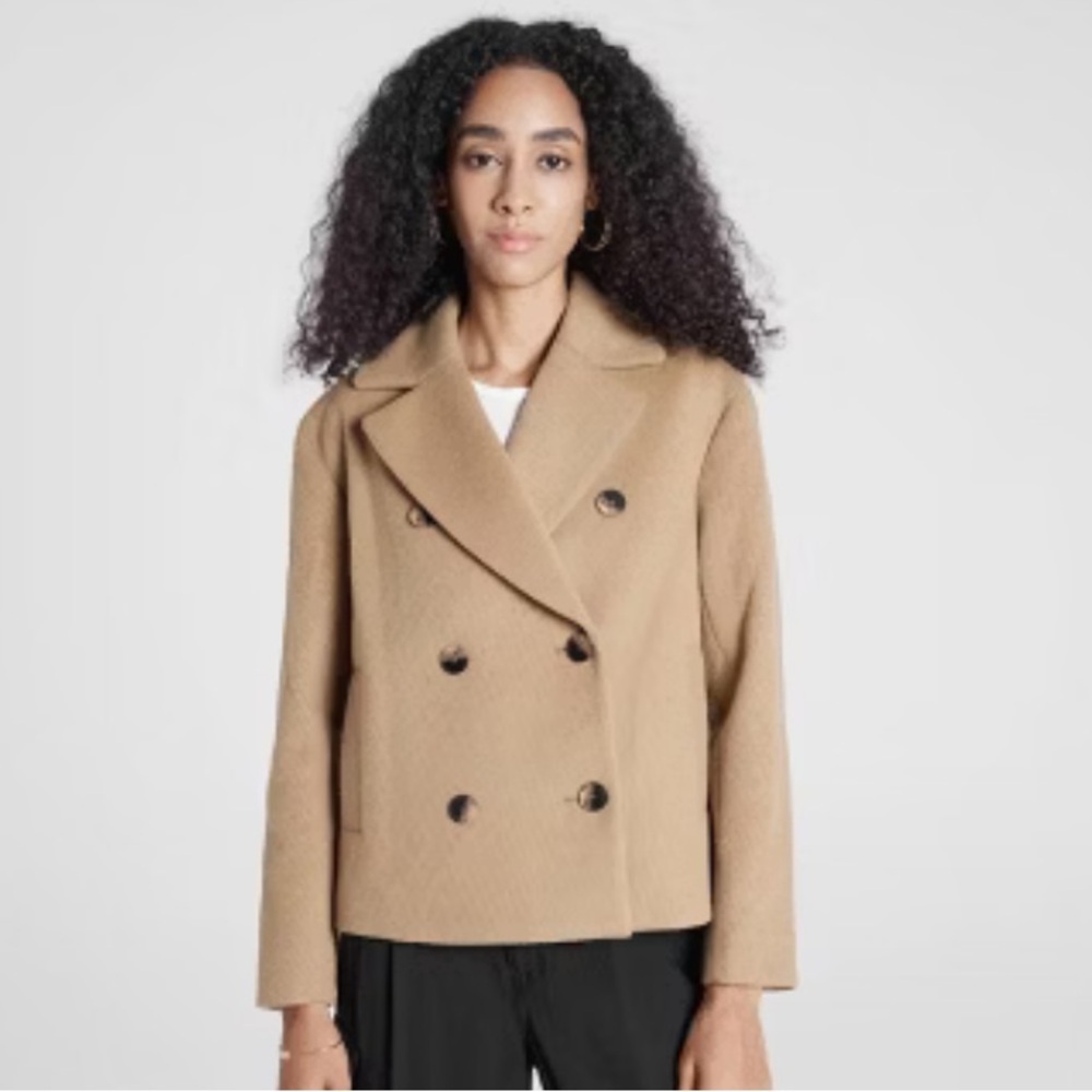 NWT A New Day Women’s Camel Color Pea Coat Double Breasted Classic Size XXL